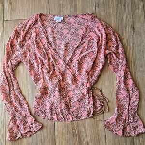 Loft 100% Silk Paisley Print Wrap Blouse